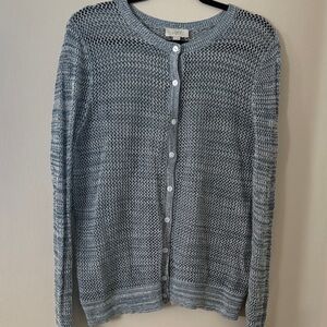 LOFT Light Gray Button-Up Cardigan